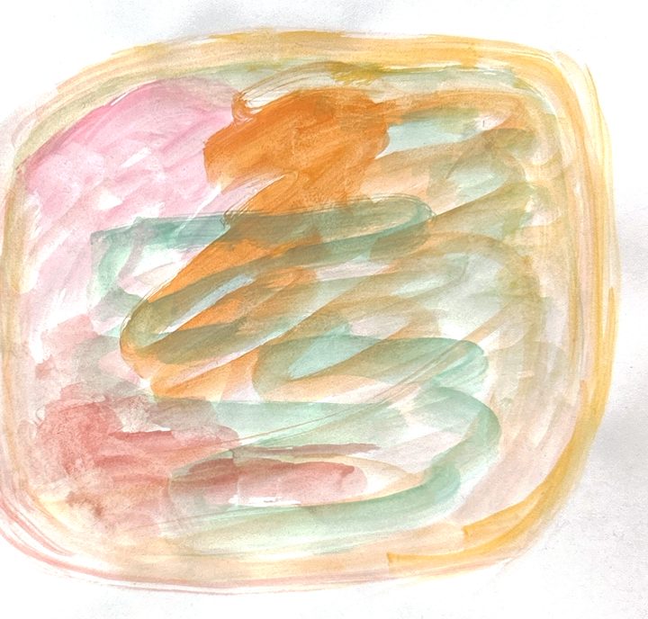 Apricot: soft orange, mint and pink. Watercolour by Zeynep Özdem Sözmen.