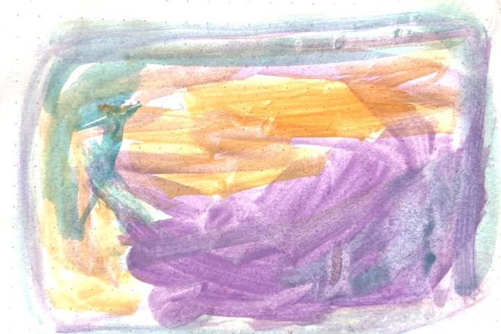 Dusk: violet and amber. Watercolour by Zeynep Özdem Sözmen.