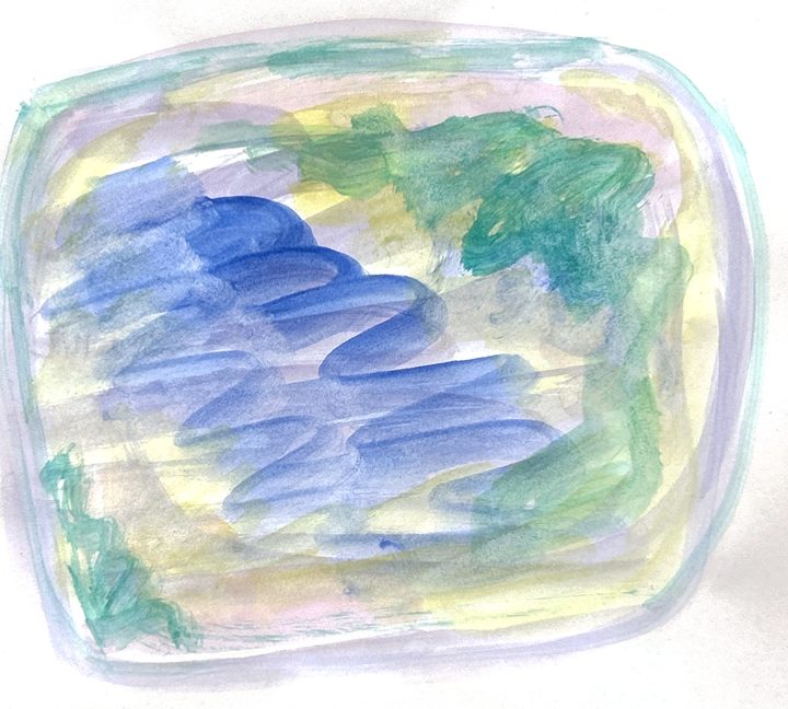 Harbor: blue waves with sea green. Watercolour by Zeynep Özdem Sözmen.